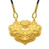 Ouro Puro 999 Ouro Antigo Peixe-boi Peixe-koi Bolsa com Cadeado Colar Feminino Cofre Pingente de Cadeado da Longevidade Presente para Mãe Namorada