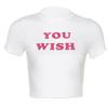 Camiseta de verano con cuello redondo y manga corta para mujer, con estampado de letras y ombligo, estilo europeo y americano