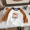 Camiseta Raglán de Algodón Puro para Niños Estilo Primavera/Otoño 2026 Unisex Estilo Coreano Camiseta Pulóver de Capa Base para Niños Pequeños y Niños Pequeños Cuello Redondo Ropa Interior t