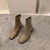 Tacones Altos Mujer 2026 Otoño/Invierno Nuevas Botines Adelgazantes Punta Cuadrada Botines Individuales Estilo Británico Botas tipo Martin Botas de Tacón Grueso para Mujer