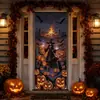 Noite Escura de Halloween Bruxa Livro de Magia Fogueira Morcego Lanterna de Abóbora Tira Longa Adesivo de Porta Festa Janela Adesivo Decorativo à Prova d'Água