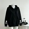 Sudadera con capucha y cremallera estilo punk oscuro otoño/invierno europeo y americano, jersey de manga larga, ropa urbana hip-hop, chaqueta holgada