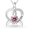 Comercio Exterior Transfronterizo Europeo y Americano Plata de Ley S925 Doce Piedras de Nacimiento Corazón de Amor Collar Colgante Moda Amazon Cadena para la Clavícula