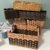 Cesta de Armazenamento Personalizável Cesta de Armazenamento de Lanches para Mesa de Escritório Cesta de Armazenamento Cesta de Rattan Armazenamento de Lanches Diversos Cesta Trançada