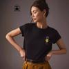 Camiseta de algodón puro con estampado creativo y cara sonriente informal para mujer, nueva, transfronteriza europea y americana, de moda, de manga corta, cuello redondo, sencilla