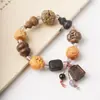 Pulsera tallada de múltiples cuentas de círculo único Calabaza de madera que cumple deseos Estilo chino nuevo Estilo antiguo Pulsera Cuentas budistas Rosario Juguete