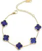 Pulsera de acero de titanio chapada en oro de 18k, de cuatro hojas, lisa, de moda, de venta caliente, con nácar de doble cara, fábrica de joyería de alta gama para mujer