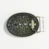 Hebilla de cinturón de mezclilla occidental de 4.0 cm de diámetro interior, hebilla de placa grande de calavera de vaca plateada retro, retro europeo y americano
