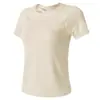 Camiseta Versátil de Yoga Transfronteriza para Mujer, Cuello Redondo, Ajustada, Efecto Adelgazante, Top Deportivo Ligero y Transpirable para Fitness y Running
