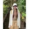 Roupa Original de Fio Refrescante para Casal com Proteção Solar para Mulheres, Verão UPF50+ Seda de Gelo Proteção UV com Aba Preta de Borracha, Roupa Solta de Proteção Solar