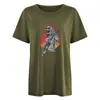 Temu Camiseta de Hombro con Estampado de Llama Calavera Retro para Mujer Manga Corta Top Casual Holgado Europeo y Americano Camiseta para Mujer