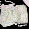 Pijama Rayado de Osito de Algodón Nube Lindo para Primavera y Otoño para Mujer, Casual, Manga Larga, Pantalón Largo, Estudiante, Se Puede Usar Fuera de Casa, Ropa para el Hogar