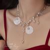 Estilo Outono/Verão Espuma Brilho Forte Pingente de Pérola Imitação Colar para Mulheres Único e Bonito Corrente de Clavícula com Franja