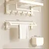 Toallero de Aluminio Espacial Perforado Estilo Crema Toallero de Baño Estante de Baño Colgador Juego de Cinco Piezas para Inodoro