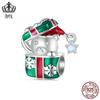 Aifule Natal urso bonito caixa de presente frisado s925 prata esterlina contas soltas diy jóias contas de férias jóias