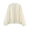 Ropa europea y americana para mujer transfronteriza, bestseller de AliExpress, chaqueta bomber plisada informal de moda estilo francés
