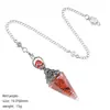 Colgante de péndulo de cristal natural, color plata vintage, piedra triturada multicolor, cono hexagonal, meditación yoga, cristal de meditación de frecuencia ajustable
