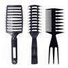 Pente grande de dentes largos, pente de três garfos, pente espinha de peixe, pente de modelagem para cabeleireiro, pente para cabelo masculino com topete, pente para terno, conjunto de três peças