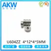 U604Zz Anel Interno Saliente em Ambos os Lados 4*12*4*5 Acessórios para Extrusora de Impressora Roda Guia com Ranhura em U Rolamento de Polia
