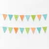 Banderines triangulares coloridos para fiesta de cumpleaños de bebé, pancartas de decoración para jardín de infantes, banderines triangulares de colores, en stock del fabricante