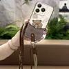 Adecuado para Funda de Teléfono Móvil Oppo Textura Silicona Bolso Nuevo Correa de Mano Dibujos Animados Lindo Pareja A Prueba de Polvo Versión Q Juvenil