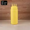 Botella de plástico PE para exprimir salsa de tres agujeros, botella para ketchup, ensalada, mermelada, punta comercial de cocina, botella para exprimir crema