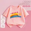 Juntos hacia el futuro camiseta de algodón arcoíris verano ropa de actuación para actividades infantiles conjunto de dos piezas con pantalones largos blancos