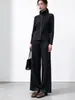 Conjunto de Otoño/Invierno Maillard para Mujer: Un conjunto completo que incluye un abrigo cárdigan de mezcla de lana, pantalones rectos holgados y un elegante traje plisado.