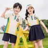 Uniforme Escolar Laranja Novo de Verão 2024 para Alunos do Ensino Fundamental Uniforme de Jardim de Infância para Meninos e Meninas Conjunto Esportivo Conjunto para Professor
