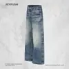 Pantalones vaqueros lavados con efecto degradado estilo americano, jeans holgados de pierna ancha estilo "dad" para hombre, marca de moda, estilo vintage, pantalones largos rectos casuales
