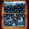 Decoraciones navideñas, nieve y hielo cálidos de invierno, renos, pegatinas de vidrio de Santa Claus, muñeco de nieve, pegatinas electrostáticas de árbol de Navidad