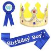 Chapéu de aniversário infantil King Crown Festa de pano dourado Chapéu de coroa Cerimônia Cinto Broche Conjunto Decoração de festa Suprimentos
