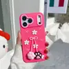 Funda de Silicona con Forma de Gato Cereza, Flor Linda y Lazo, para iPhone 17/16/15 Pro Max