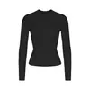 Camiseta de Manga Comprida Camiseta Feminina de Manga Comprida Modeladora de Corpo Gola Redonda Justa Camada Base Feita Sob Medida