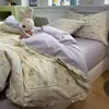 Juego de ropa de cama de cuatro piezas de algodón con ribete de encaje estilo princesa, Clase A, apto para dormir sin ropa, sábana bajera de algodón puro estilo francés, sábana encimera, funda de edredón, juego para dormitorio