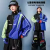 Roupa de performance de street dance infantil, conjunto unissex estilo hip-hop color block, fantasia de palco legal e estilosa para apresentações de hip-hop infantis