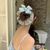 Faixa de Cabelo Listrada Preto e Branco com Laço Preenchido de Algodão Estilo Coreano Corda de Cabelo de Bola Fresca e Fofa Elástico Doce para Rabo de Cavalo