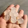 Colgante de Cabeza de Gato Linda Ágata de Hielo Natural Chalcedony Blanco Congelado Lichi Agujero Pasante Gato sin Rostro Accesorios para Pulseras DIY