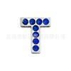 Letras de diamante azul zafiro de 8 mm letras de aleación de pedrería correa DIY con cuentas collar para mascotas tobillera accesorios de joyería