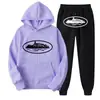 Sudadera con Capucha y Pantalón Casual con Estampado Clint419 Patrón Prisión del Diablo Europeo y Americano Conjunto de Dos Piezas para Hombre y Mujer