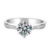 Anillo de moissanita con cuatro garras y perforación lateral, plata S925, chapado en platino, para mujer.