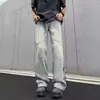 Pantalones vaqueros largos casuales rectos para hombre con cremallera, estilo retro americano de calle transfronterizo, nuevos para primavera y otoño, a la moda