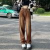 Pantalones vaqueros marrones para mujer, primavera y otoño, nuevos, sueltos, adelgazantes, de talla grande, para chicas gorditas, cintura alta, pierna recta, pierna ancha, pantalones con forma de pera
