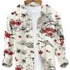Camisa de Manga Larga de Verano Fina Vintage Lar para Hombre Estilo Coreano Estampado Creativo de Flor de Ciruelo Manga Larga Holgada Elegante