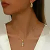 TEMU explosiones simple geométrico ópalo oro rosa regalo collar de moda pendientes traje