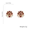 Conjunto de Brincos e Colar Flor Geométrica de Zircônia Corrente de Clavícula Retrô Literária Francesa Moda Joias de Luxo Atacado