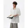 Camiseta de Manga Tres Cuartos Estilo Niche Inspirado en el Diseño Cleanfit, Corte Holgado, Talla Grande, Polo Transpirable Calado, Manga Corta, Verano para Hombre