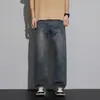 Calça jeans masculina 2026 verão novo estilo lavada vintage solta reta calças da moda marca versátil casual calças compridas