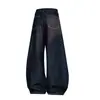 Jeans de Pierna Ancha Bordados Azul Oscuro de Nicho Retro Americano, Nuevos Pantalones Scimitar Adelgazantes de Otoño e Invierno con Caída Perezosa hasta el Suelo