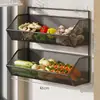 Estante de almacenamiento de cocina, montado en la pared, no requiere taladrar, multifuncional, cesta de almacenamiento de gran capacidad para cebollas, jengibre y ajo, estante colgante de doble capa, estante para verduras y especias